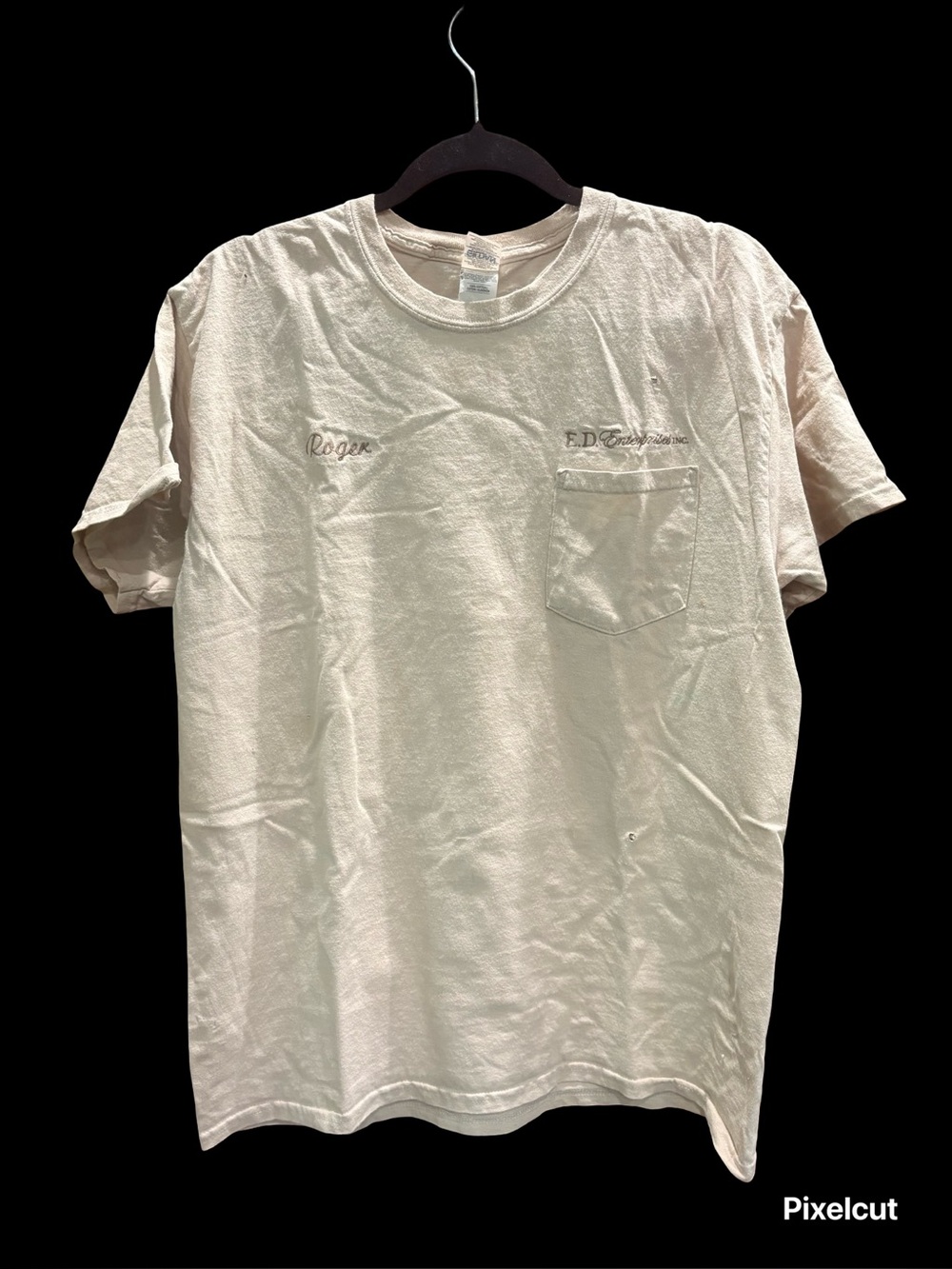 Gildan Cream Short Sleeve Pocket Tee with Embroidery